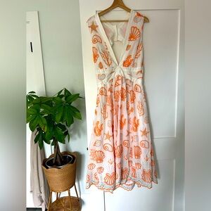NWT Anthropologie Maeve Embroidered Shell Midi Sundress